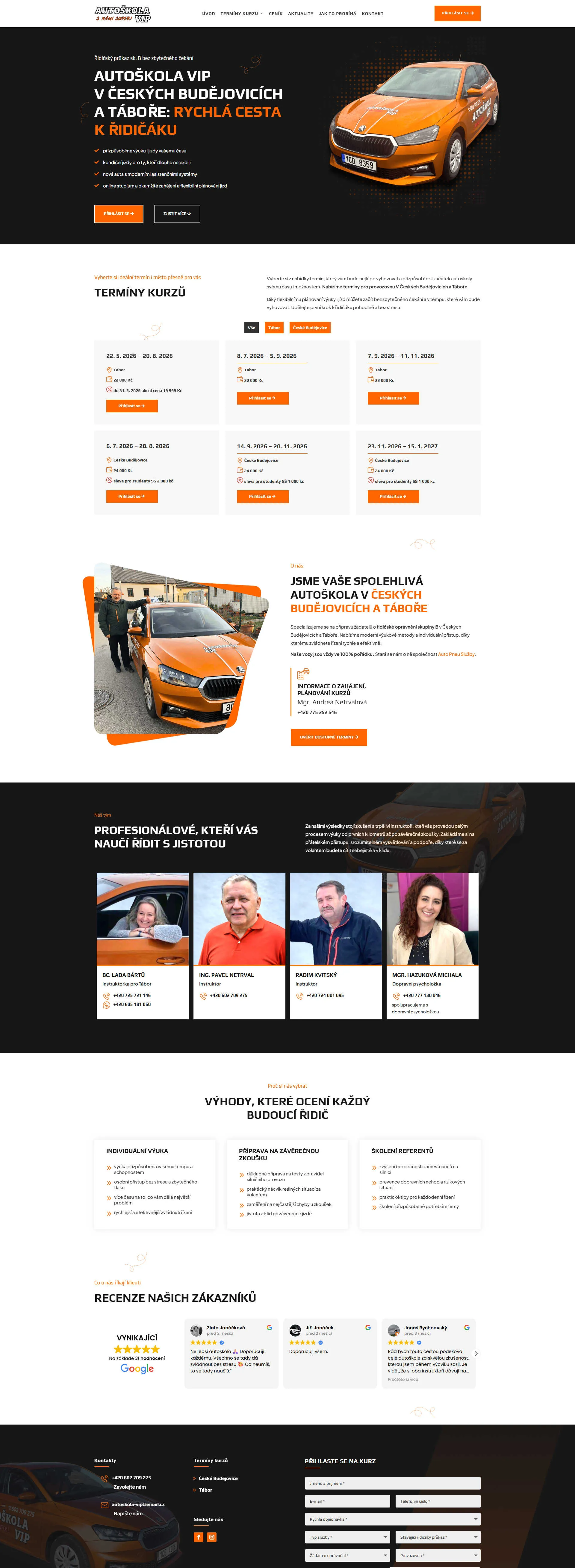 Náhled webu Autoškola VIP – řidičské kurzy České Budějovice, Tábor