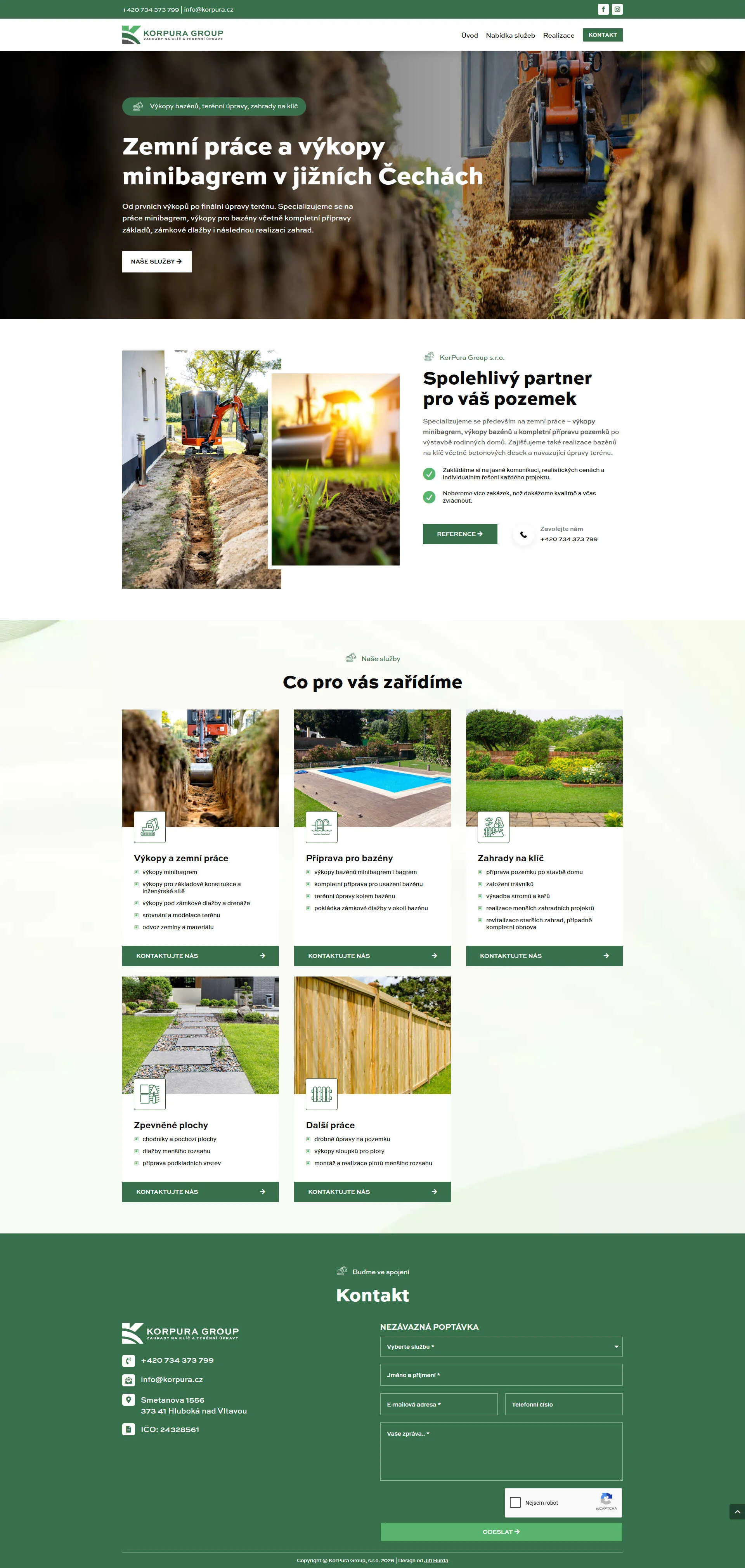 Náhled webu KorPura Group – zemní práce, zahrady na klíč