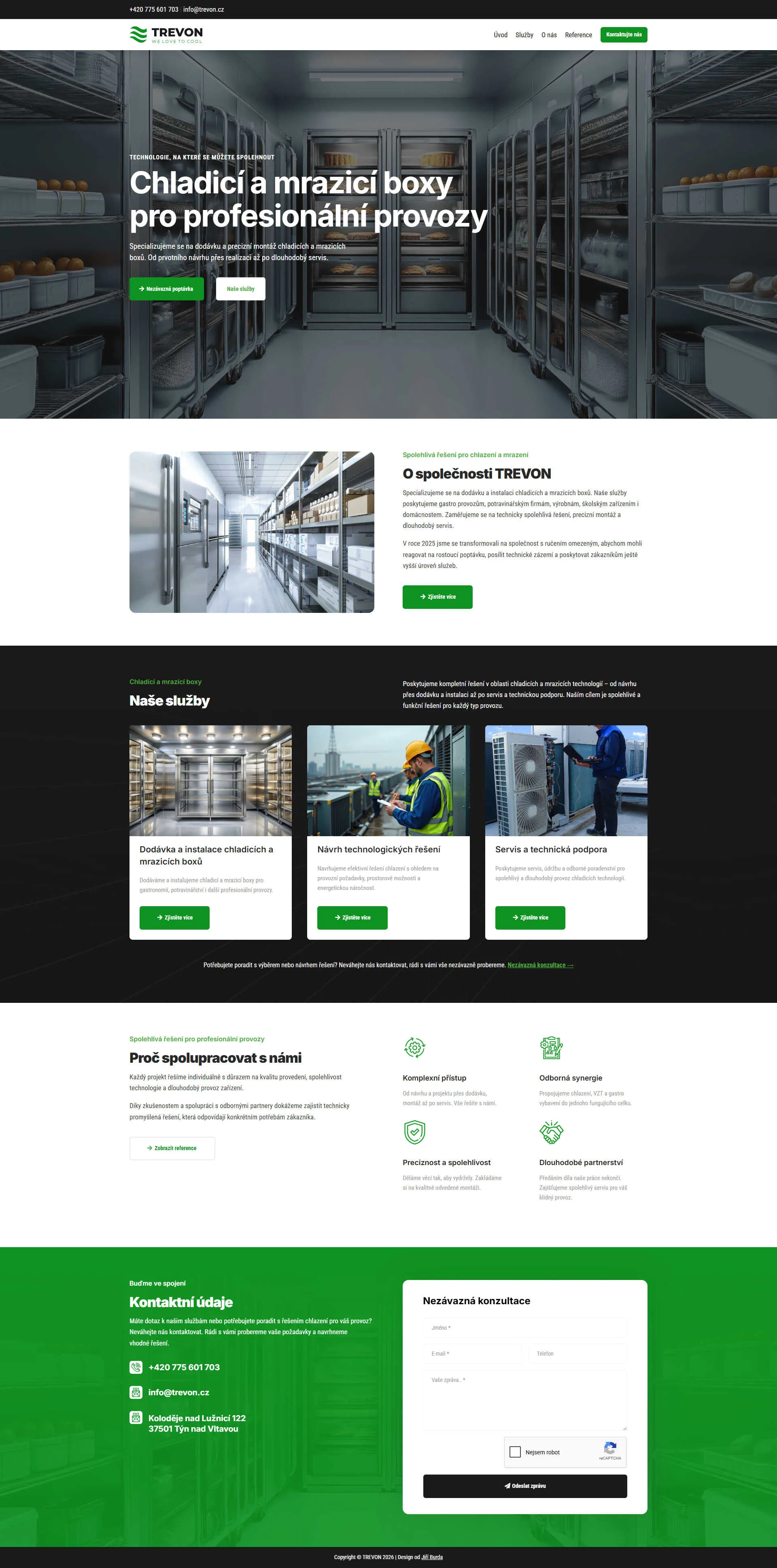 Náhled webu TREVON – chladicí a mrazicí boxy