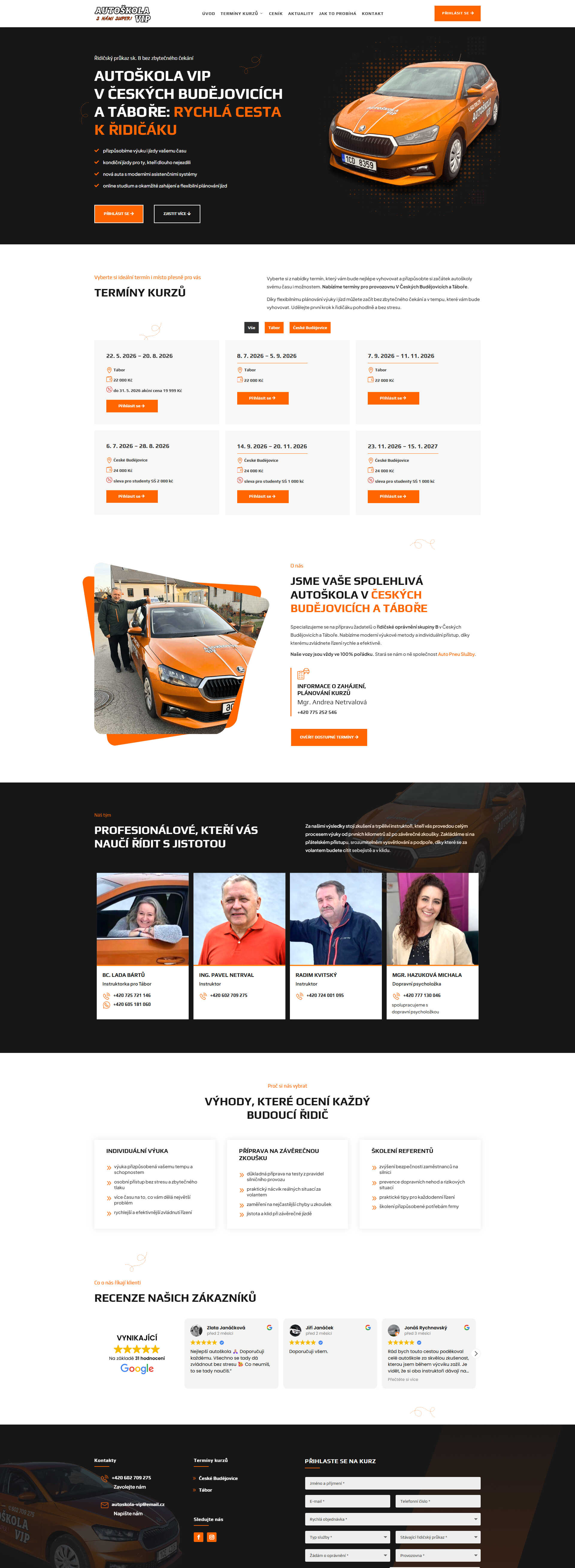 Náhled webu Autoškola VIP – řidičské kurzy České Budějovice, Tábor